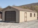 14x40 Peak Style One-Car Garage With Clay LP Siding and Brown Trim From Pine Creek Structures